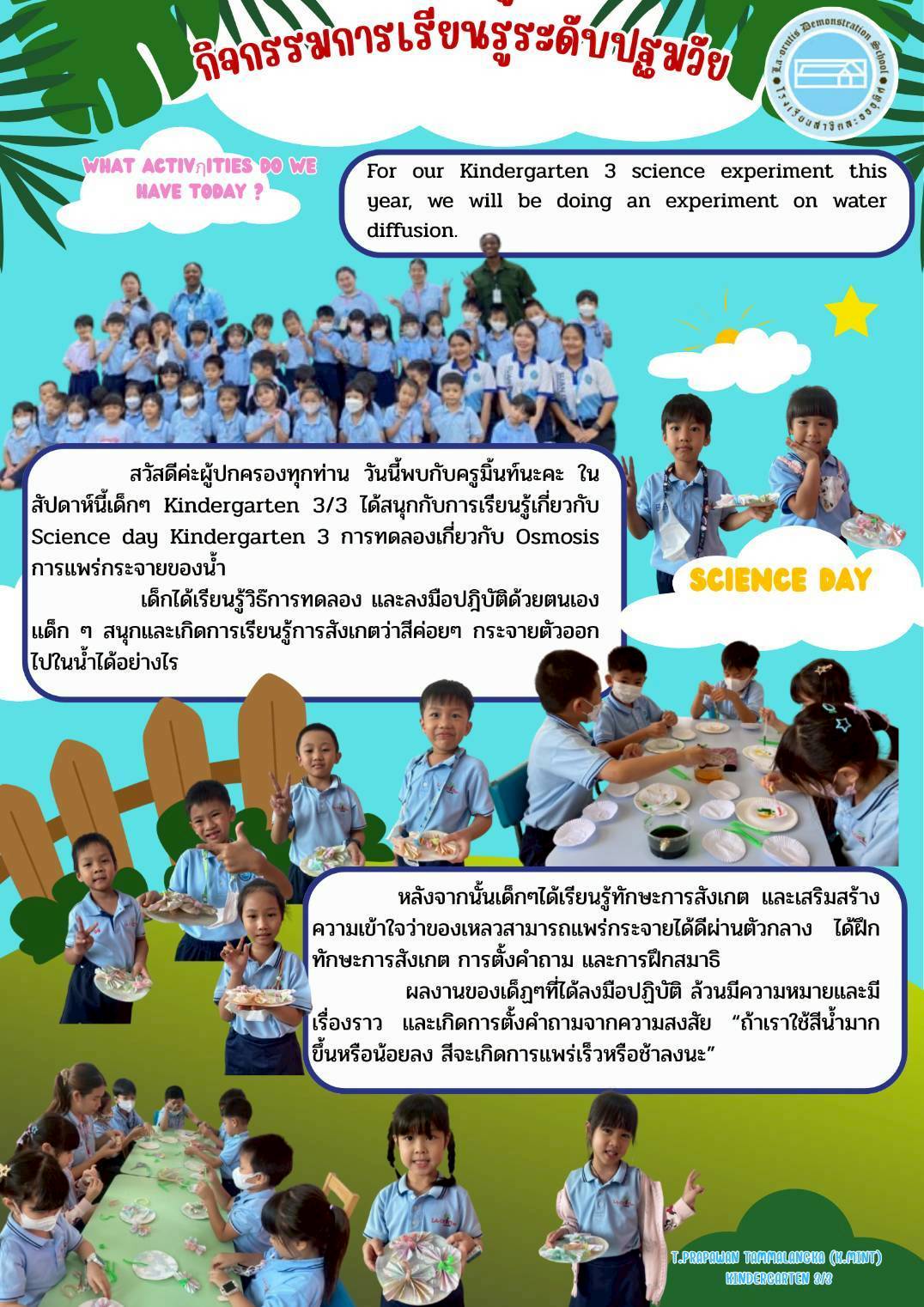 กิจกรรมการเรียนรูระดับปฐมวัย WHAT ACTIVITIES DO WE HAVE TODAY?
