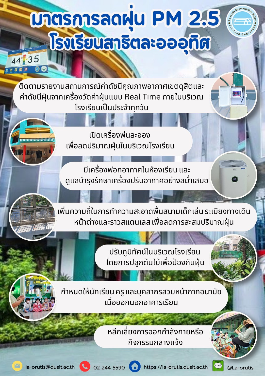 📢 ประกาศโรงเรียนสาธิตละอออุทิศเรื่อง มาตรการและแนวทางการปฏิบัติตนในช่วงค่าฝุ่น PM 2.5 สูงเกินมาตรฐานภายในโรงเรียน