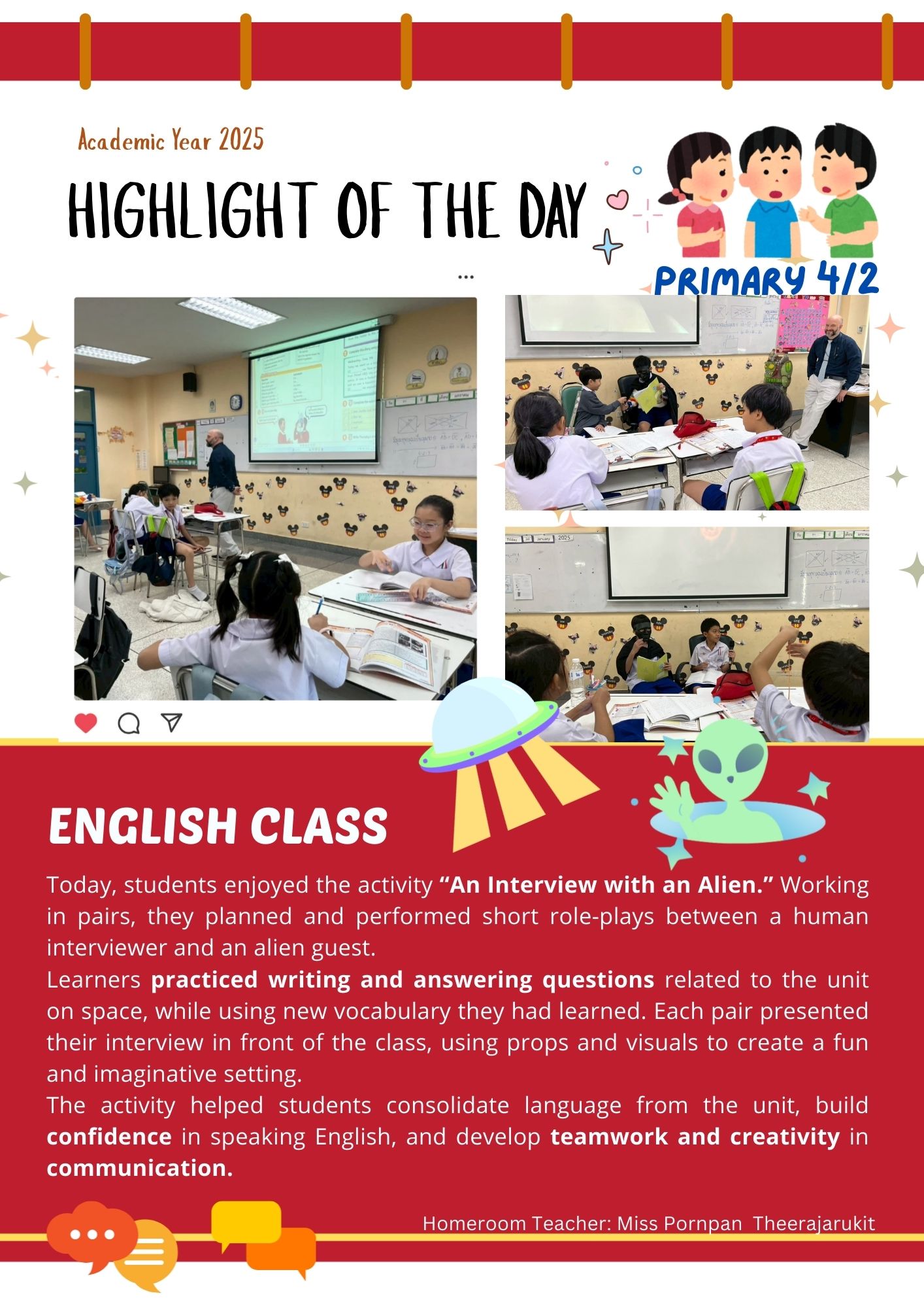 Academic Year 2025 HIGHLIGHT OF THE DAY ENGLISH CLASS