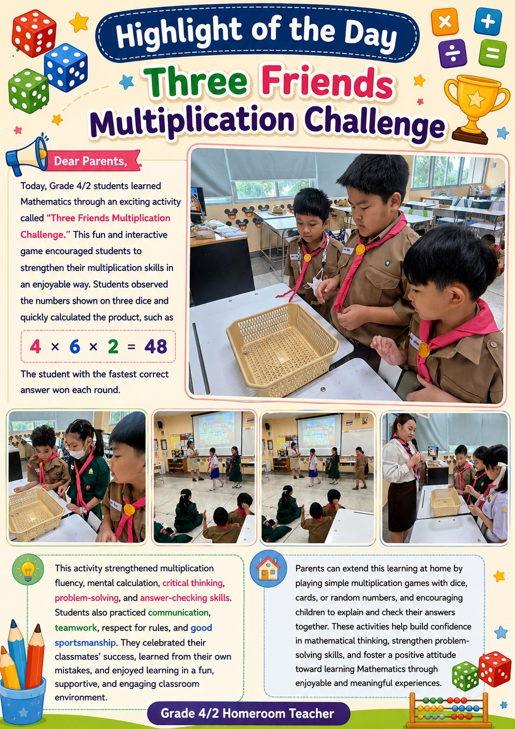 Highlight of the Day Three Friends Multiplication Challenge