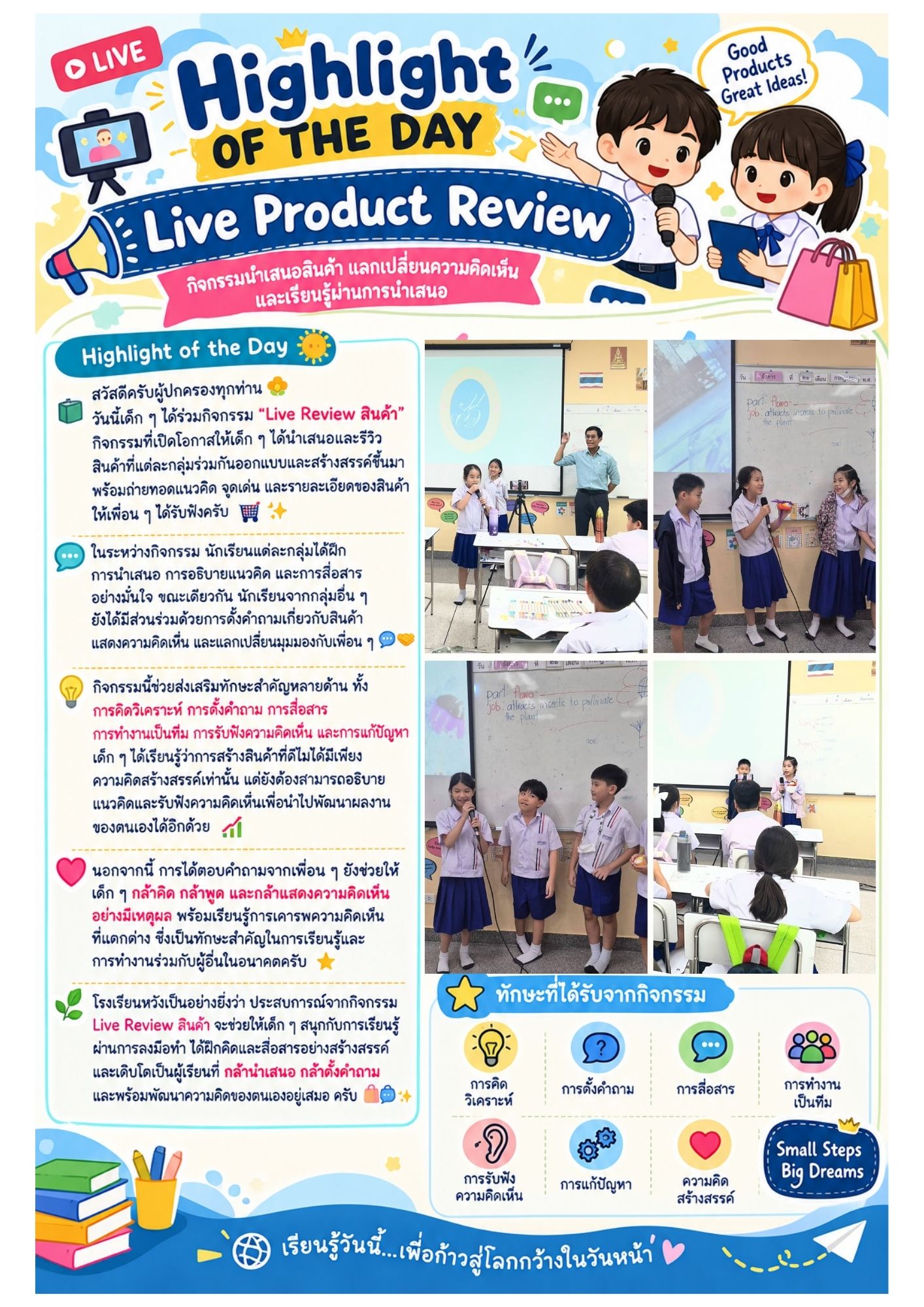 Highlight OF THE DAY Live Product Review กิจกรรมนำเสนอสินค้า แลกเปลี่ยนความคิดเห็ และเรียนรู้ผ่านการนำเสนอ